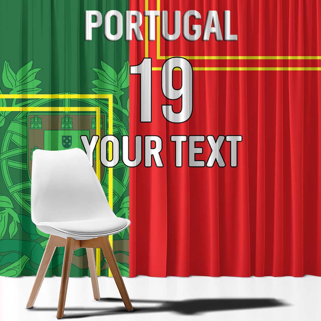Custom Portugal Football Window Curtain Coat of Arms Line Art Style - Wonder Print Shop
