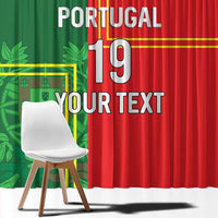 Custom Portugal Football Window Curtain Coat of Arms Line Art Style - Wonder Print Shop