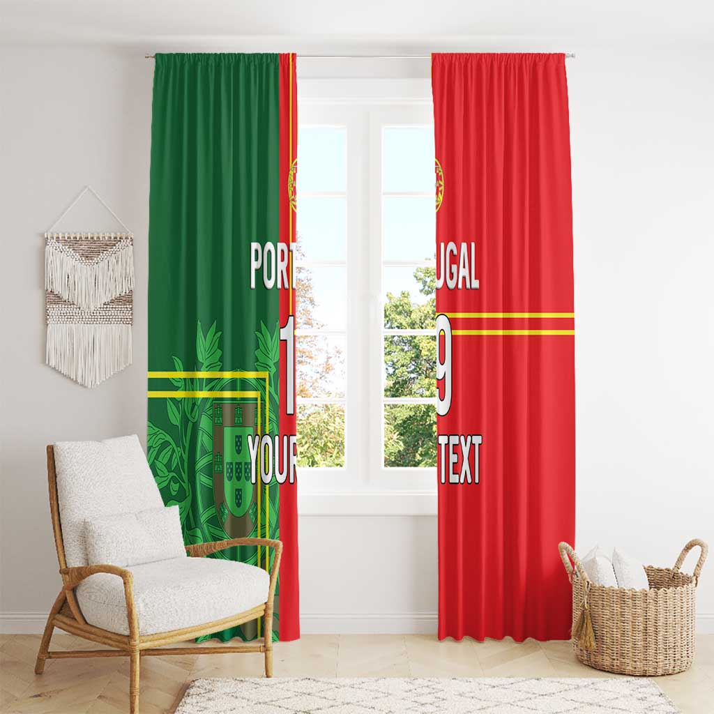 Custom Portugal Football Window Curtain Coat of Arms Line Art Style - Wonder Print Shop