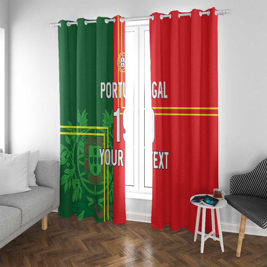 Custom Portugal Football Window Curtain Coat of Arms Line Art Style - Wonder Print Shop