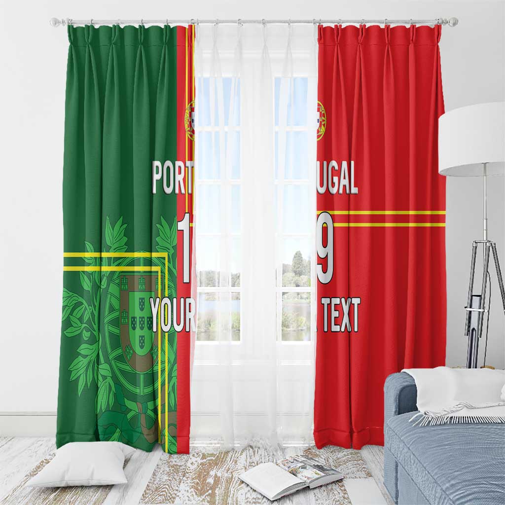 Custom Portugal Football Window Curtain Coat of Arms Line Art Style - Wonder Print Shop