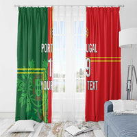 Custom Portugal Football Window Curtain Coat of Arms Line Art Style - Wonder Print Shop