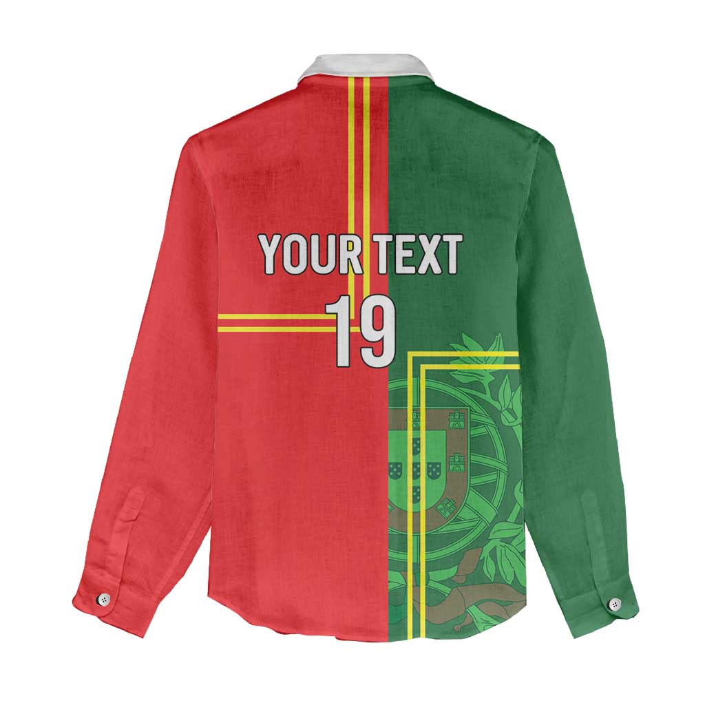 Custom Portugal Football Women Casual Shirt Coat of Arms Line Art Style - Wonder Print Shop
