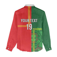 Custom Portugal Football Women Casual Shirt Coat of Arms Line Art Style - Wonder Print Shop