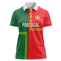 Custom Portugal Football Women Polo Shirt Coat of Arms Line Art Style - Wonder Print Shop