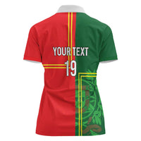 Custom Portugal Football Women Polo Shirt Coat of Arms Line Art Style - Wonder Print Shop
