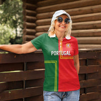 Custom Portugal Football Women Polo Shirt Coat of Arms Line Art Style - Wonder Print Shop