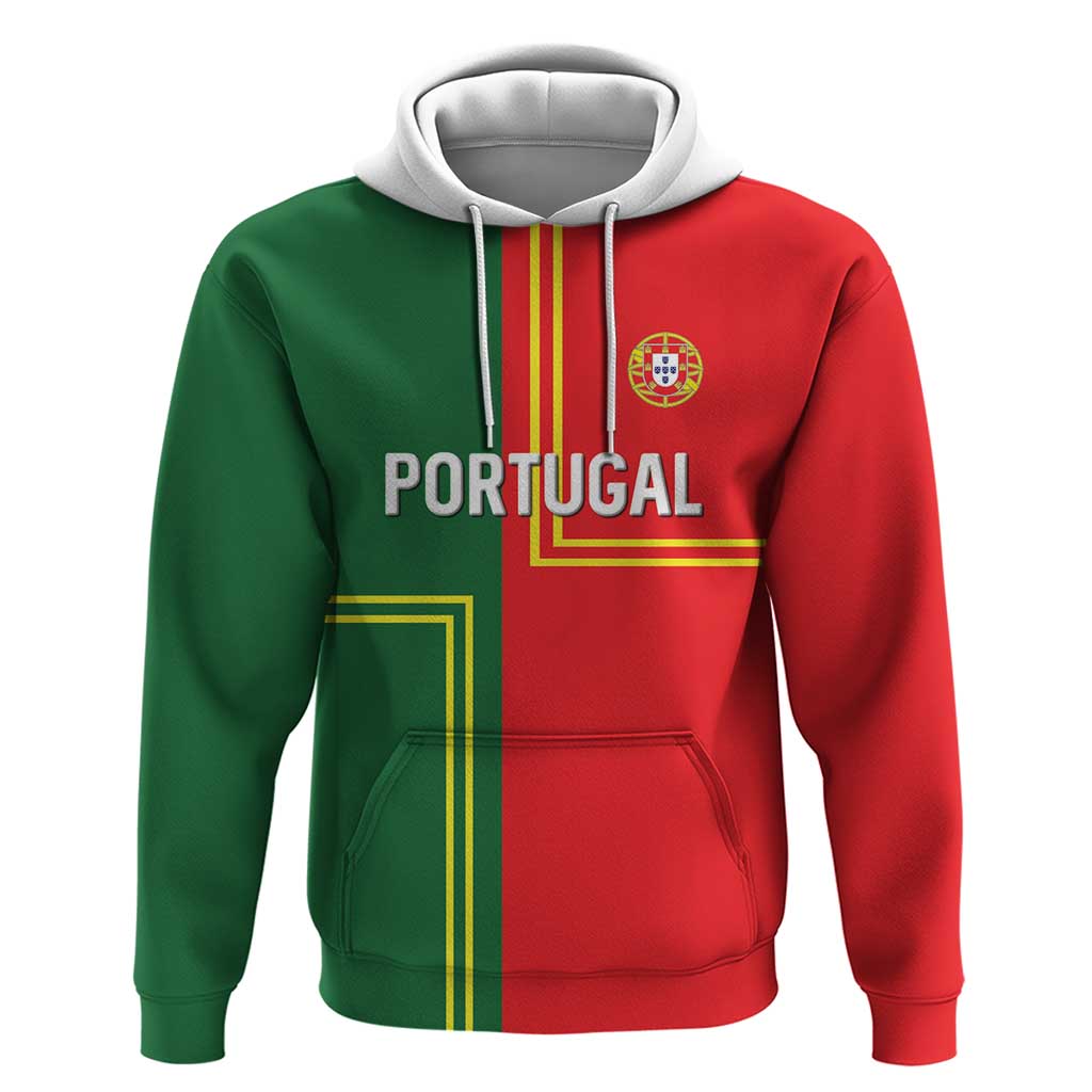 Custom Portugal Football Zip Hoodie Coat of Arms Line Art Style - Wonder Print Shop