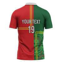 Custom Portugal Football Zipper Polo Shirt Coat of Arms Line Art Style - Wonder Print Shop