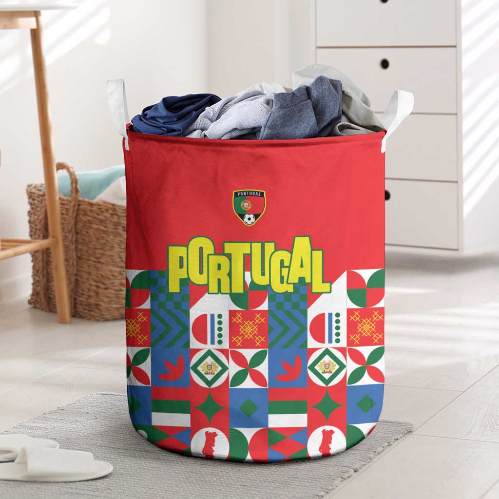 Portugal Football Laundry Basket Patchwork National Flag Design - Wonder Print Shop