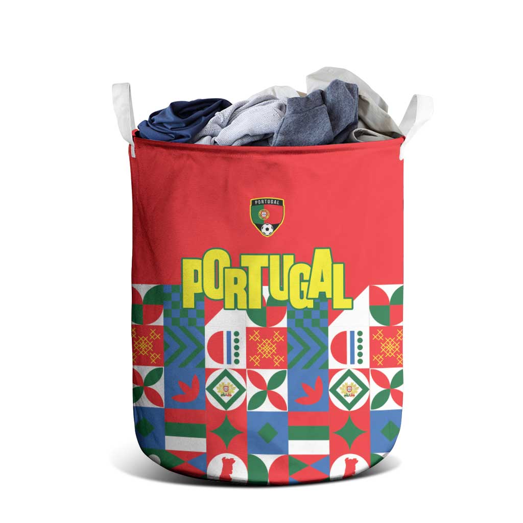 Portugal Football Laundry Basket Patchwork National Flag Design - Wonder Print Shop