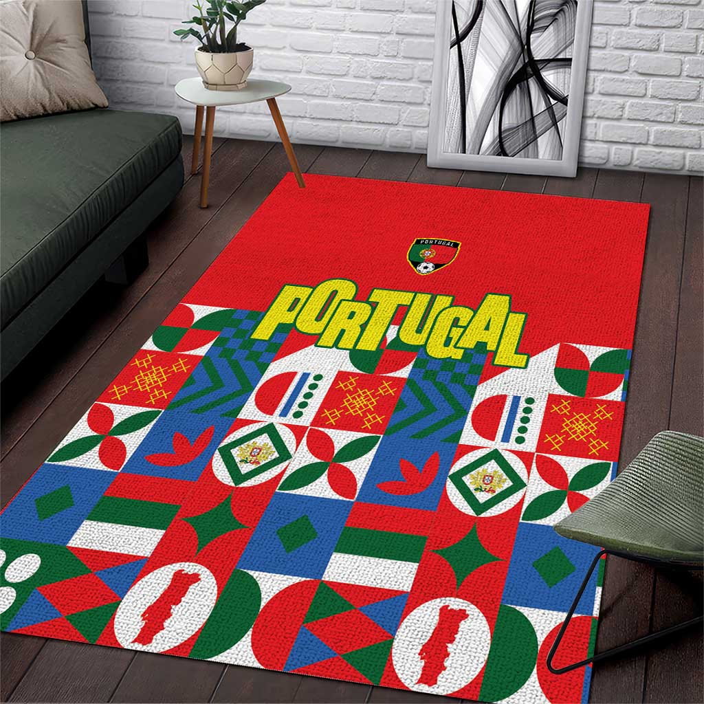 Portugal Football Area Rug Patchwork National Flag Design - Wonder Print Shop