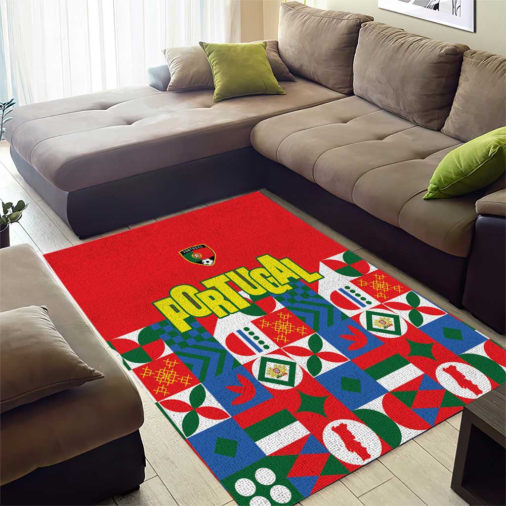 Portugal Football Area Rug Patchwork National Flag Design - Wonder Print Shop