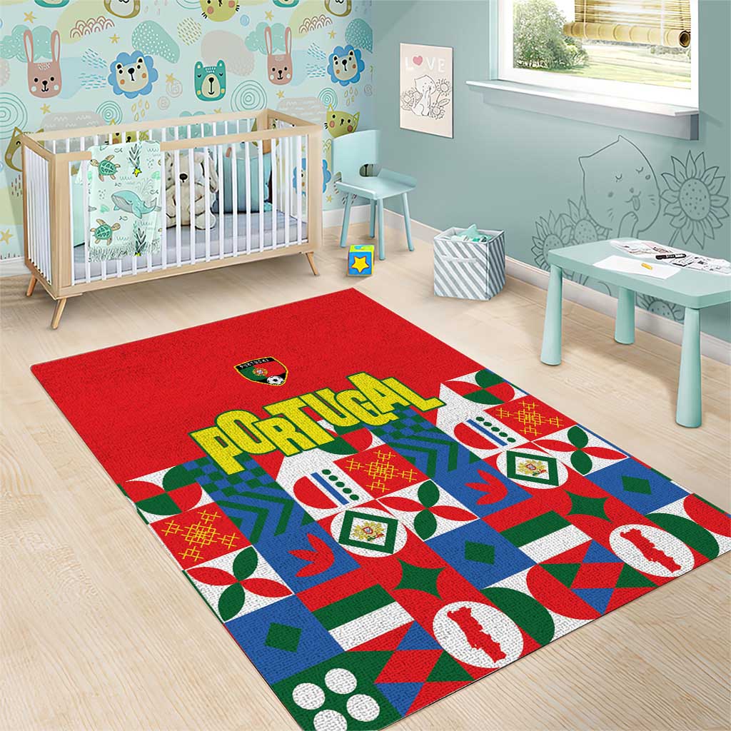 Portugal Football Area Rug Patchwork National Flag Design - Wonder Print Shop