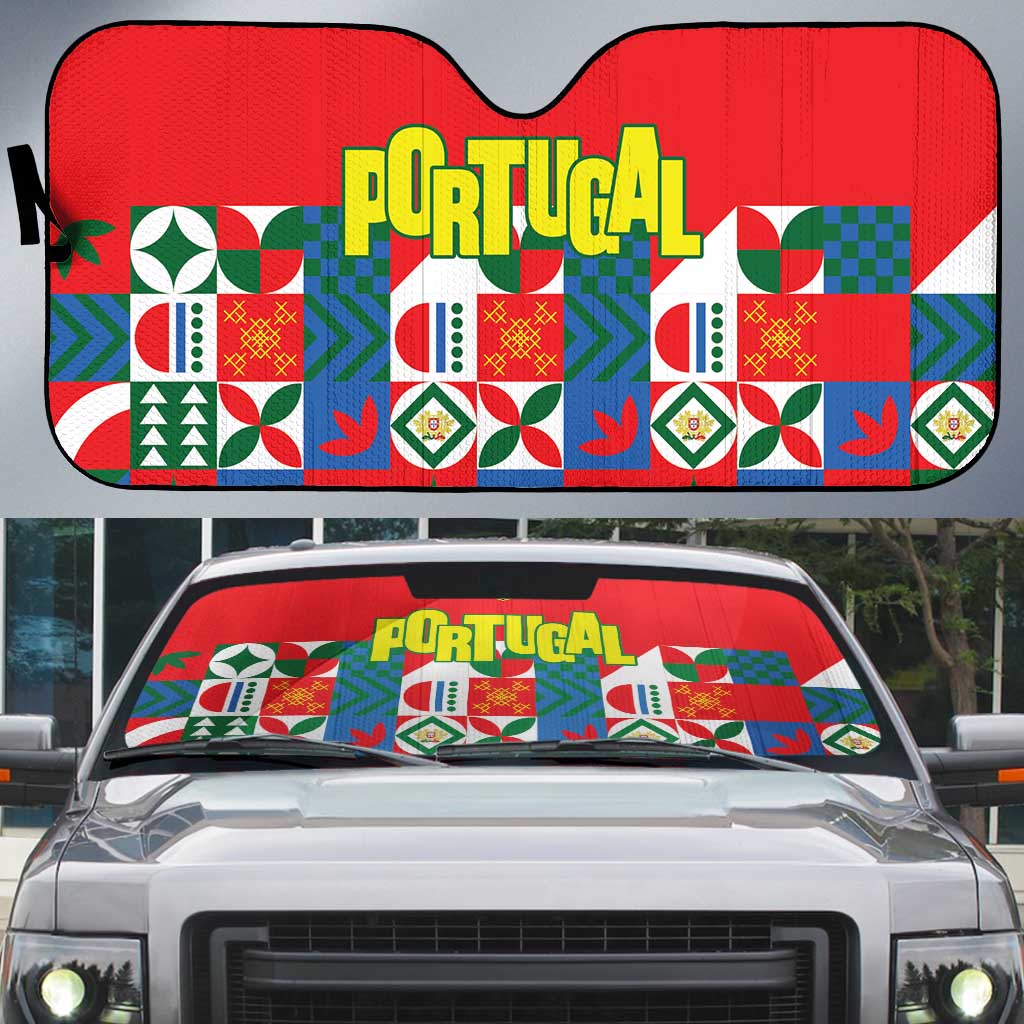 Portugal Football Auto Sun Shade Patchwork National Flag Design - Wonder Print Shop