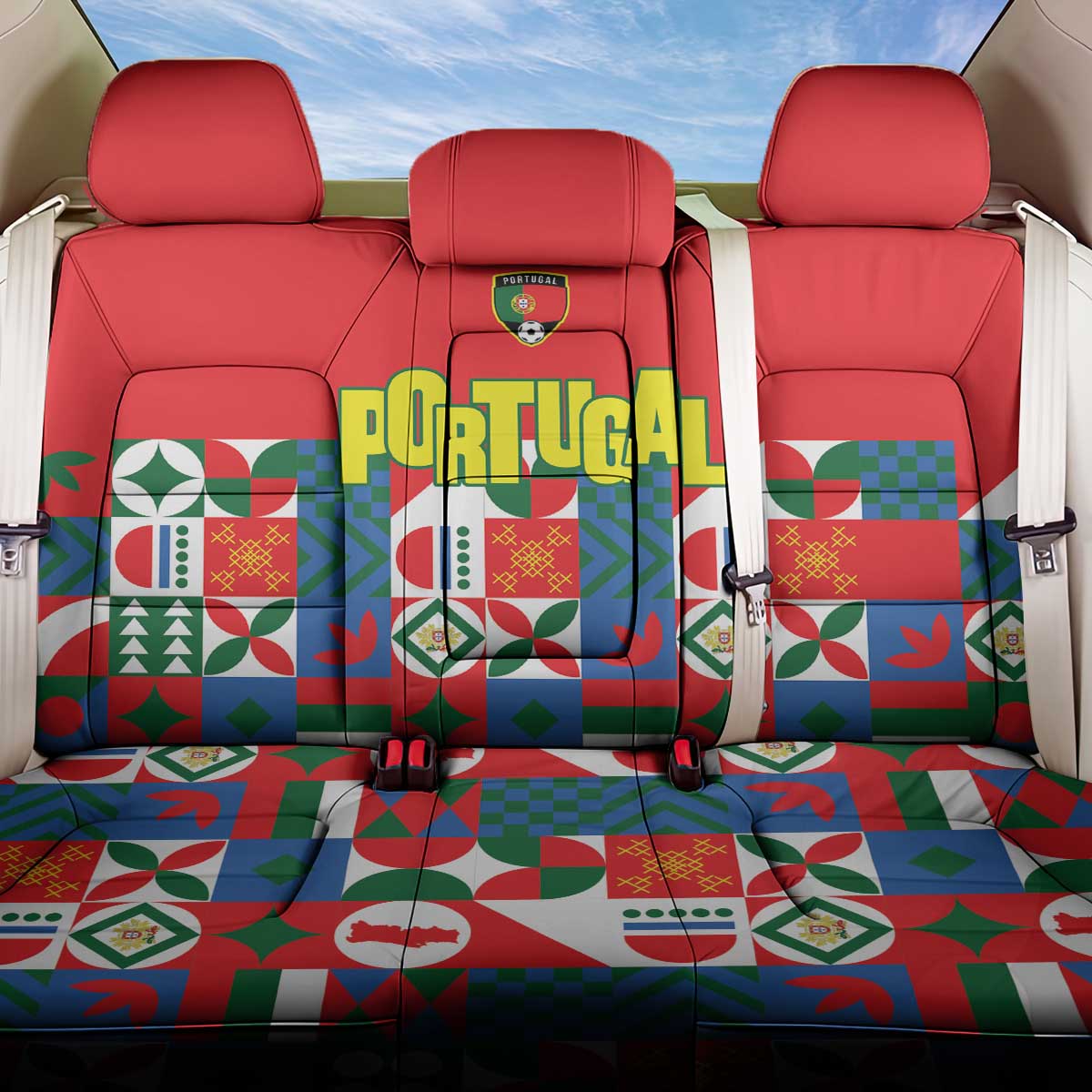 Portugal Football Back Car Seat Cover Patchwork National Flag Design - Wonder Print Shop