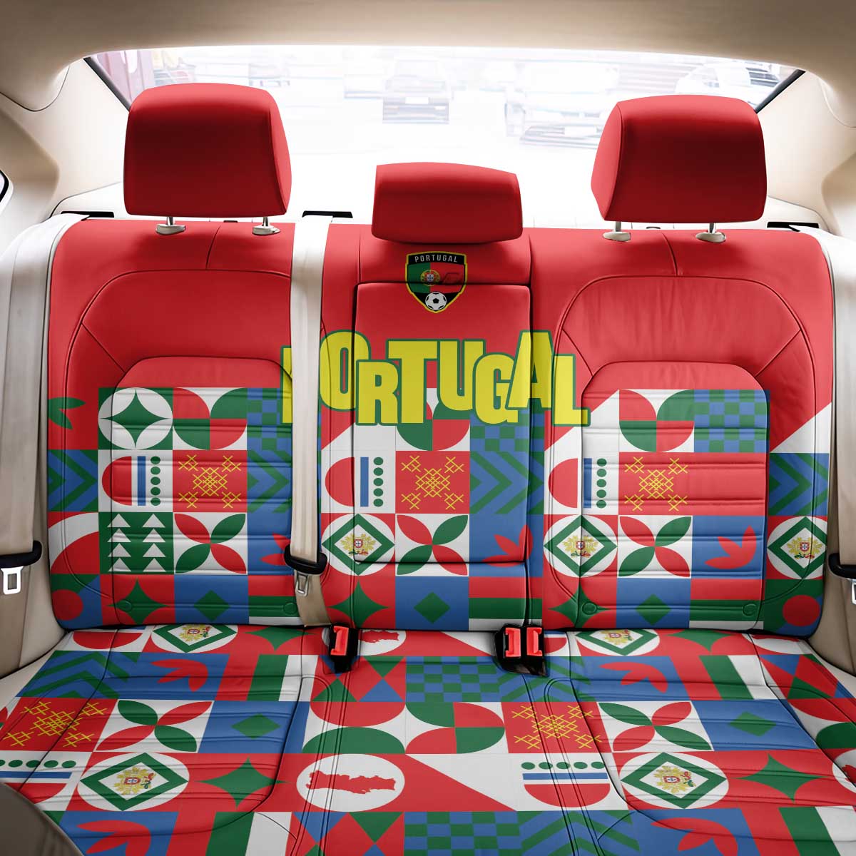 Portugal Football Back Car Seat Cover Patchwork National Flag Design - Wonder Print Shop