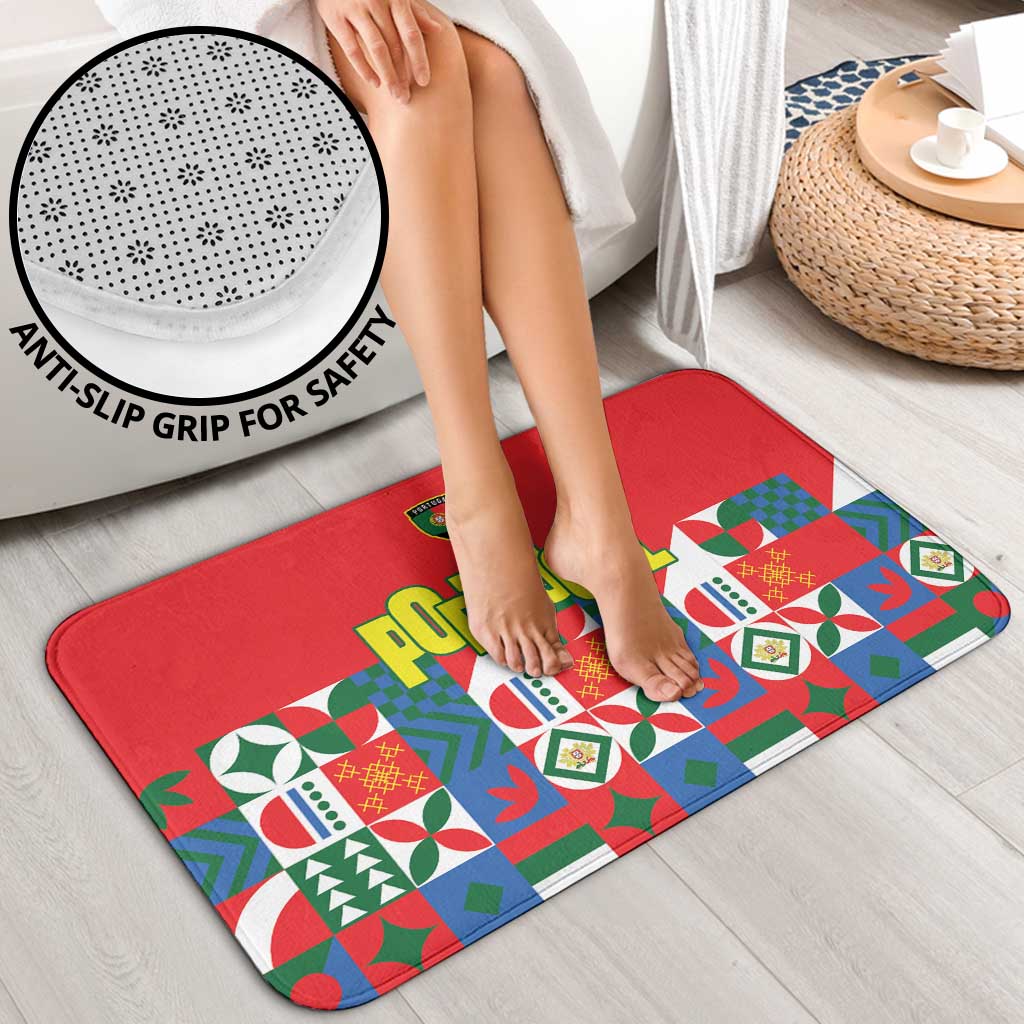 Portugal Football Bathroom Set Patchwork National Flag Design - Wonder Print Shop