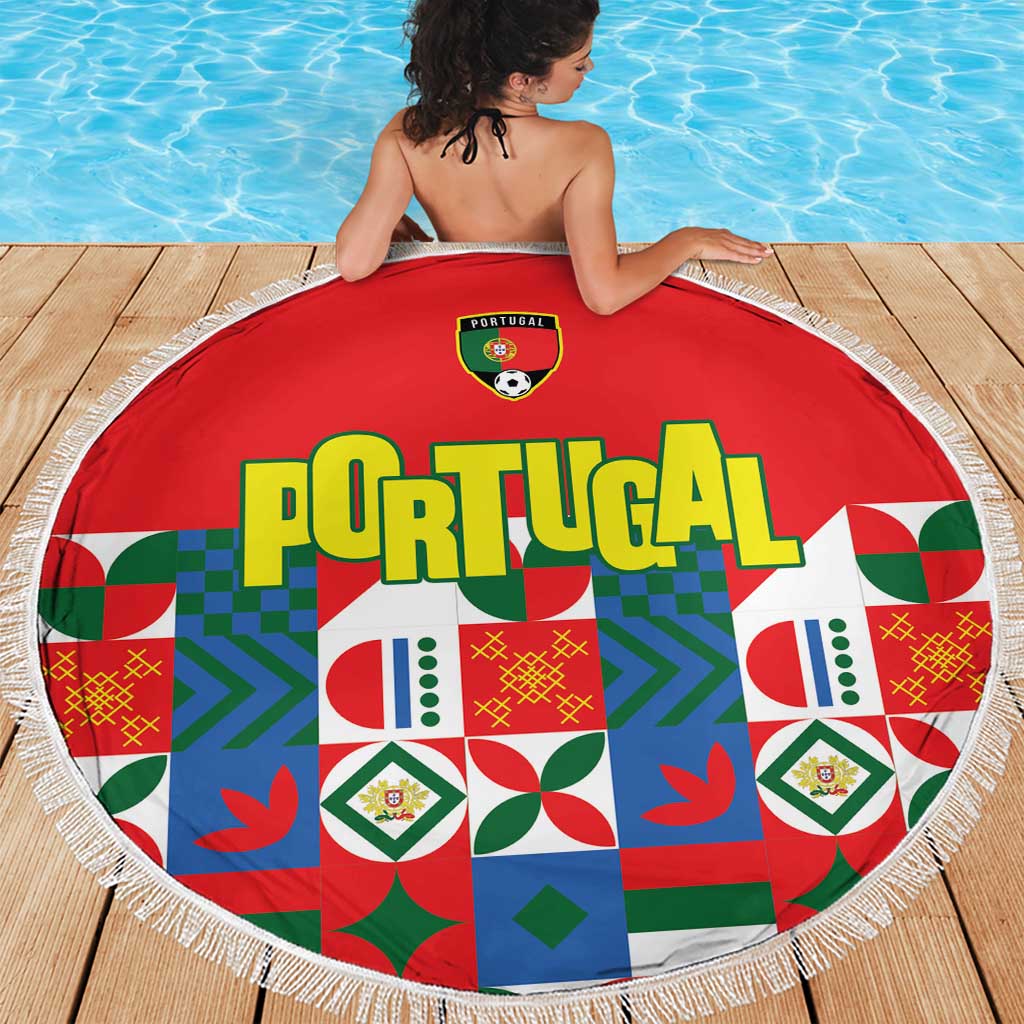 Portugal Football Beach Blanket Patchwork National Flag Design - Wonder Print Shop