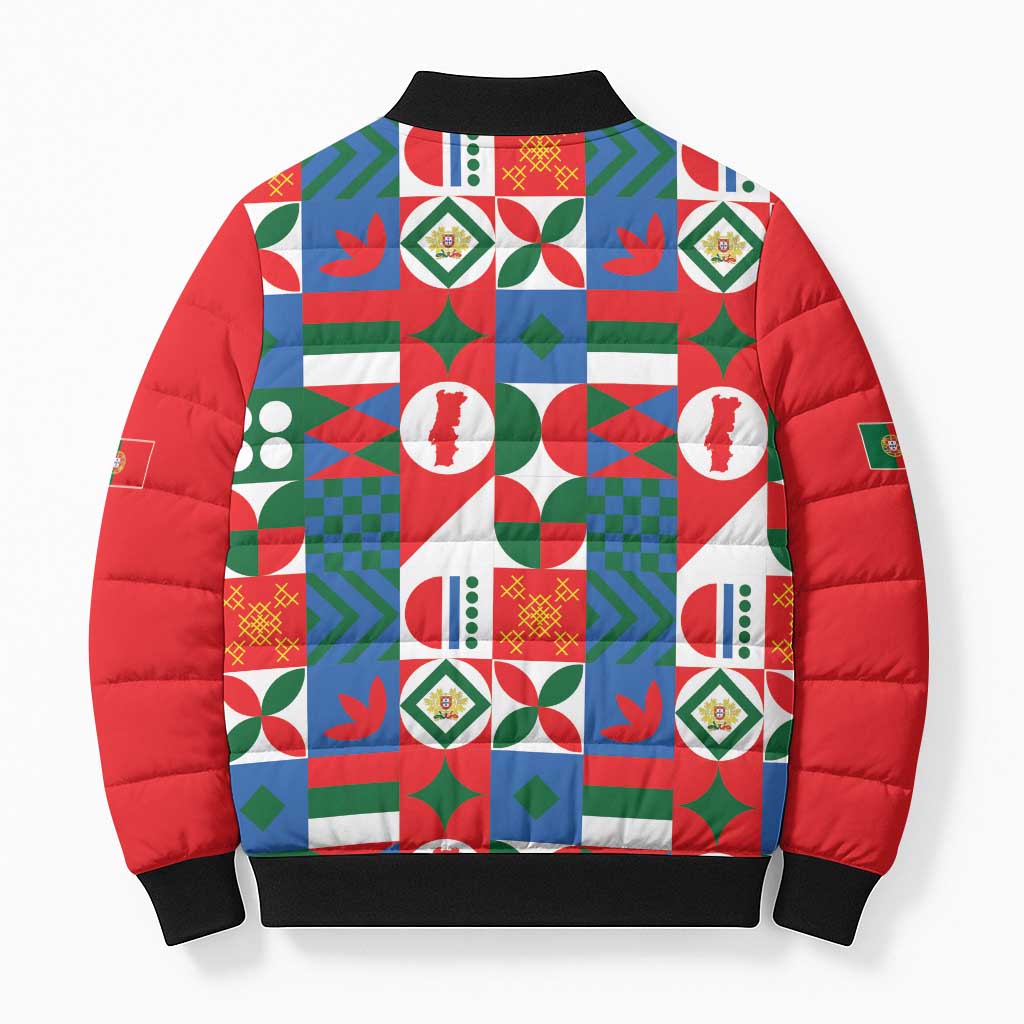 Portugal Football Bomber Puffer Jacket Patchwork National Flag Design - Wonder Print Shop