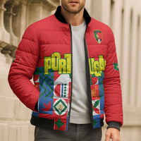 Portugal Football Bomber Puffer Jacket Patchwork National Flag Design - Wonder Print Shop