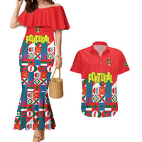 Portugal Football Couples Matching Mermaid Dress and Hawaiian Shirt Patchwork National Flag Design - Wonder Print Shop