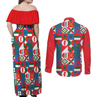 Portugal Football Couples Matching Off Shoulder Maxi Dress and Long Sleeve Button Shirt Patchwork National Flag Design - Wonder Print Shop