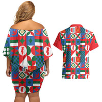 Portugal Football Couples Matching Off Shoulder Short Dress and Hawaiian Shirt Patchwork National Flag Design - Wonder Print Shop