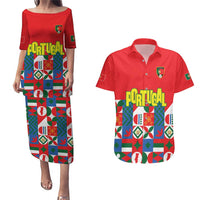 Portugal Football Couples Matching Puletasi and Hawaiian Shirt Patchwork National Flag Design - Wonder Print Shop