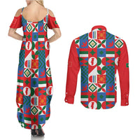 Portugal Football Couples Matching Summer Maxi Dress and Long Sleeve Button Shirt Patchwork National Flag Design - Wonder Print Shop
