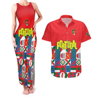 Portugal Football Couples Matching Tank Maxi Dress and Hawaiian Shirt Patchwork National Flag Design - Wonder Print Shop