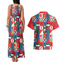 Portugal Football Couples Matching Tank Maxi Dress and Hawaiian Shirt Patchwork National Flag Design - Wonder Print Shop