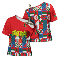 Portugal Football Cross Shoulder Shirt Patchwork National Flag Design - Wonder Print Shop