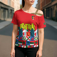Portugal Football Cross Shoulder Shirt Patchwork National Flag Design - Wonder Print Shop