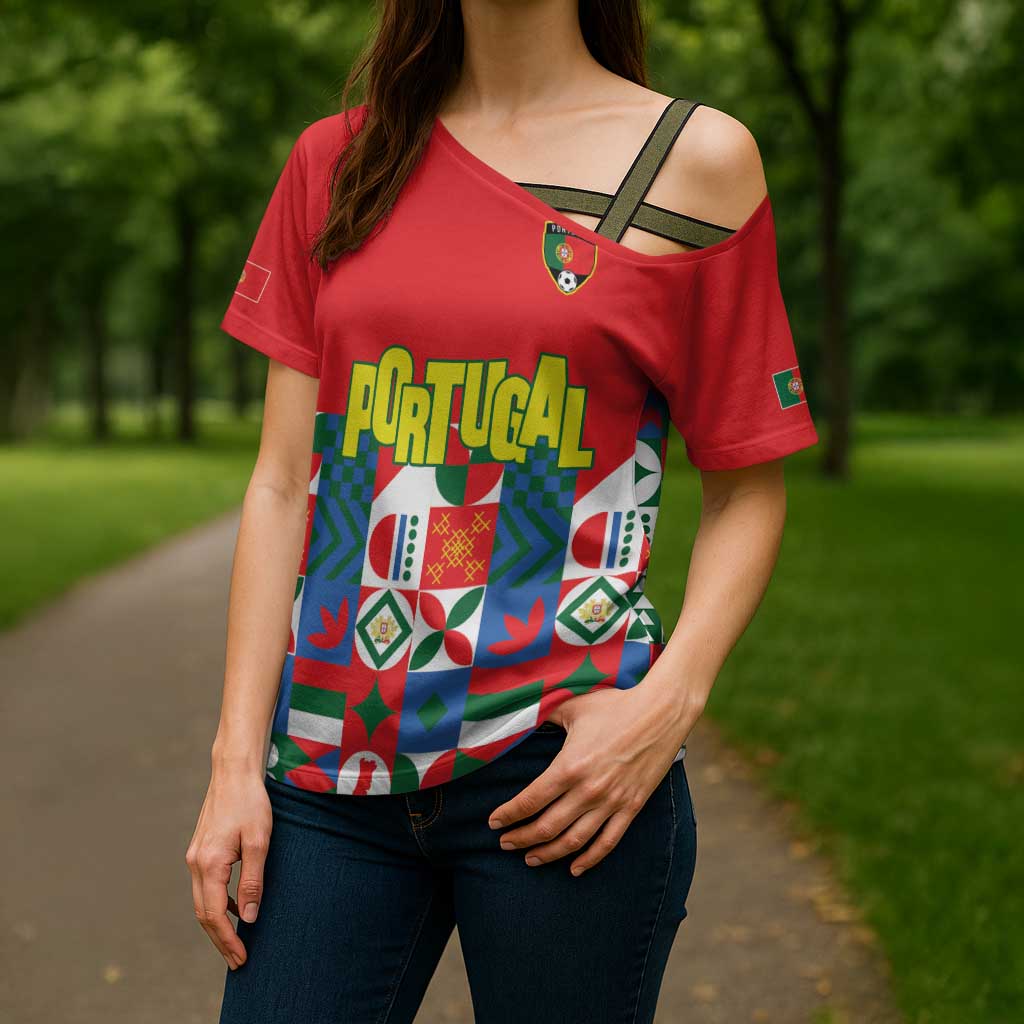 Portugal Football Cross Shoulder Shirt Patchwork National Flag Design - Wonder Print Shop