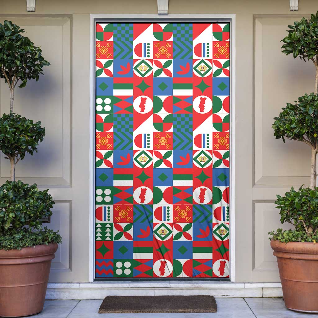 Portugal Football Door Cover Patchwork National Flag Design - Wonder Print Shop
