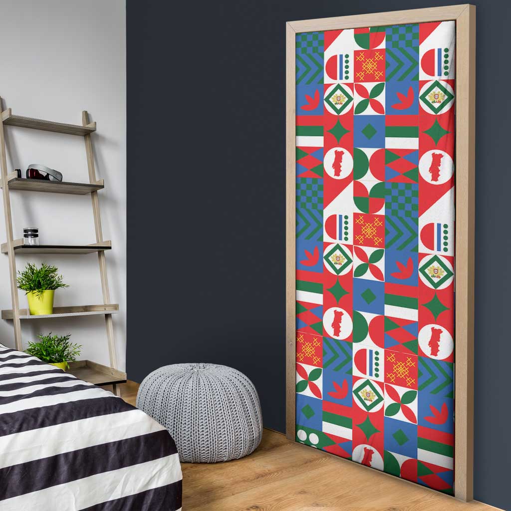 Portugal Football Door Cover Patchwork National Flag Design - Wonder Print Shop