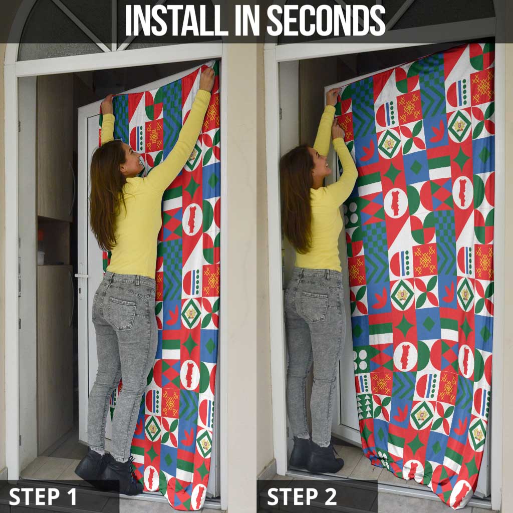 Portugal Football Door Cover Patchwork National Flag Design - Wonder Print Shop