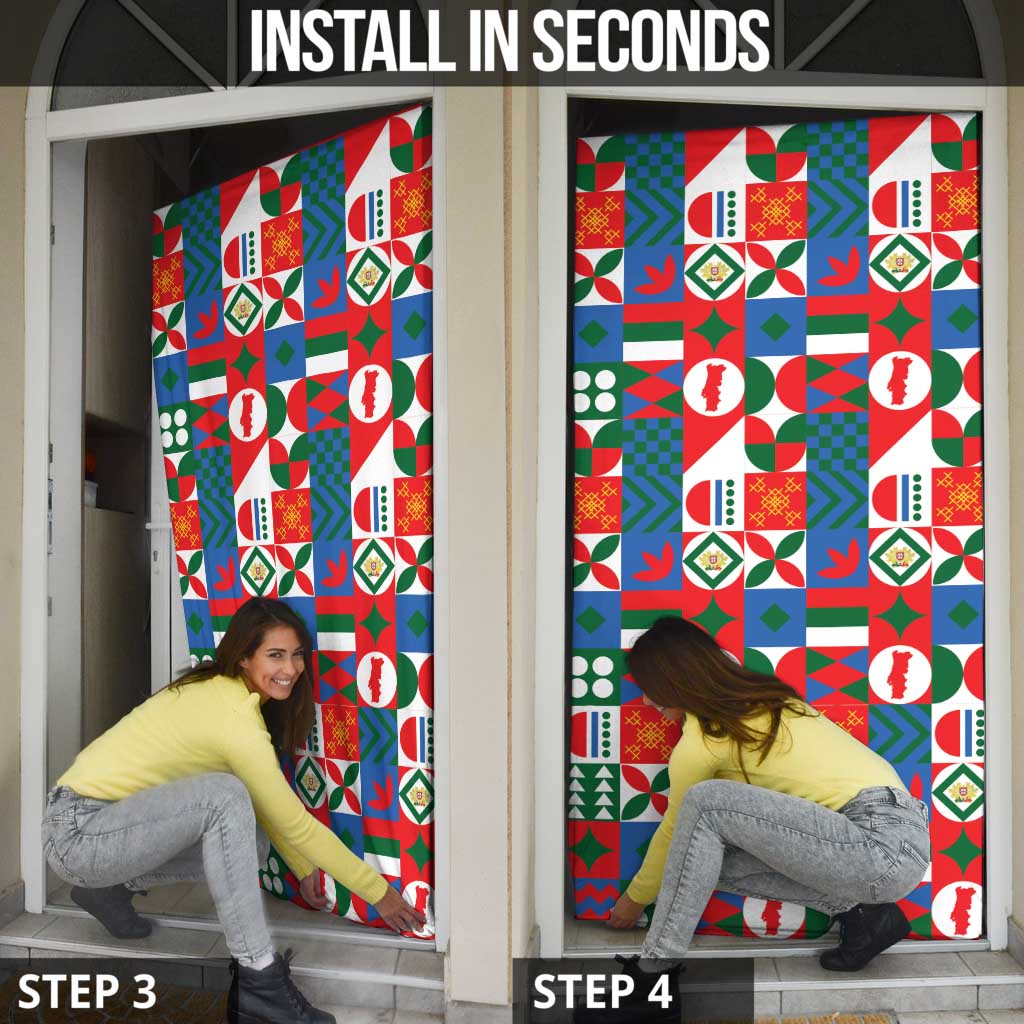Portugal Football Door Cover Patchwork National Flag Design - Wonder Print Shop