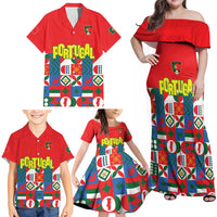 Portugal Football Family Matching Off Shoulder Maxi Dress and Hawaiian Shirt Patchwork National Flag Design - Wonder Print Shop