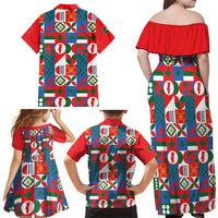 Portugal Football Family Matching Off Shoulder Maxi Dress and Hawaiian Shirt Patchwork National Flag Design - Wonder Print Shop