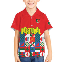 Portugal Football Family Matching Off Shoulder Maxi Dress and Hawaiian Shirt Patchwork National Flag Design - Wonder Print Shop