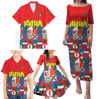 Portugal Football Family Matching Puletasi and Hawaiian Shirt Patchwork National Flag Design - Wonder Print Shop