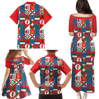 Portugal Football Family Matching Puletasi and Hawaiian Shirt Patchwork National Flag Design - Wonder Print Shop