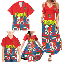 Portugal Football Family Matching Summer Maxi Dress and Hawaiian Shirt Patchwork National Flag Design - Wonder Print Shop