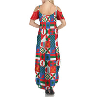 Portugal Football Family Matching Summer Maxi Dress and Hawaiian Shirt Patchwork National Flag Design - Wonder Print Shop