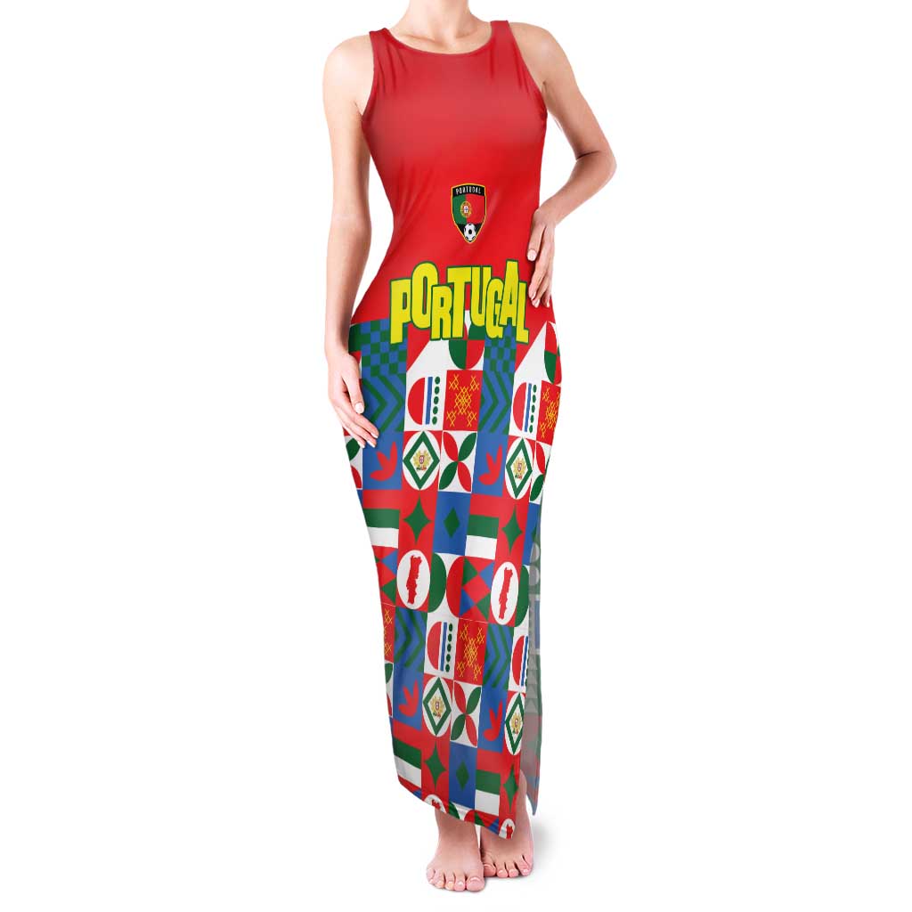 Portugal Football Family Matching Tank Maxi Dress and Hawaiian Shirt Patchwork National Flag Design - Wonder Print Shop