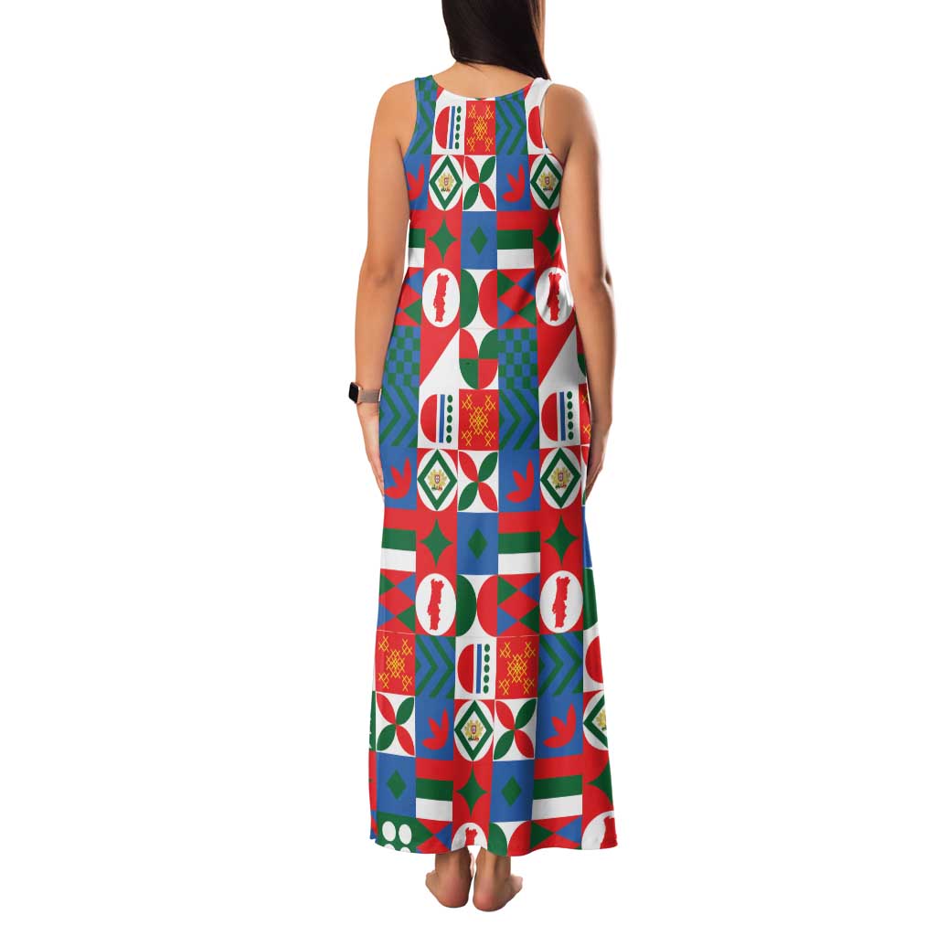 Portugal Football Family Matching Tank Maxi Dress and Hawaiian Shirt Patchwork National Flag Design - Wonder Print Shop