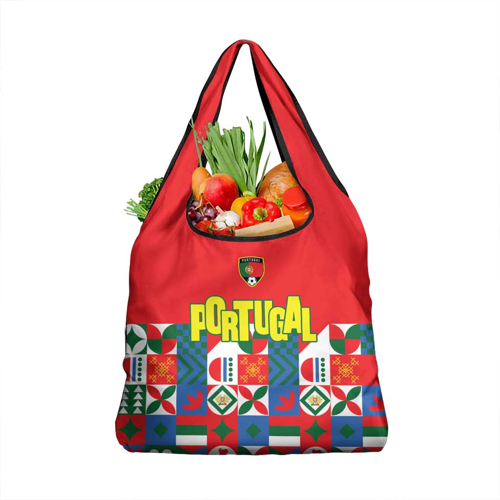 Portugal Football Grocery Bag Patchwork National Flag Design - Wonder Print Shop