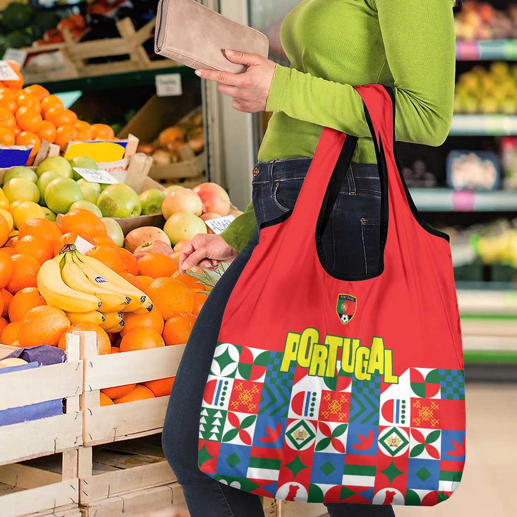 Portugal Football Grocery Bag Patchwork National Flag Design - Wonder Print Shop